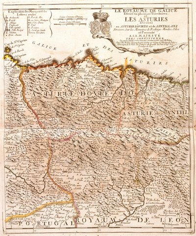 Karta över Asturien (Spanien) (gravyr av Jean Baptiste Nolin