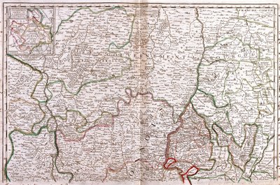 Karta över Bourgogne (Frankrike) (Gravering av Jean Baptiste Nolin