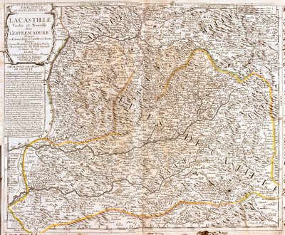 Karta över Kastilien (Spanien) (gravyr av Jean Baptiste Nolin