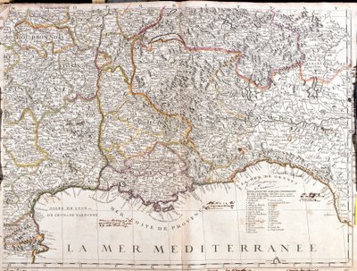 Karta över Dauphine och Provence (Frankrike) (Gravering av Jean Baptiste Nolin