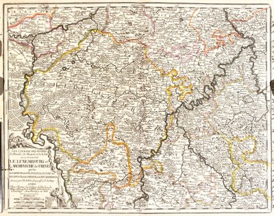 Karta över Luxemburg och stiftet Treves (Tyskland) (Gravering av Jean Baptiste Nolin