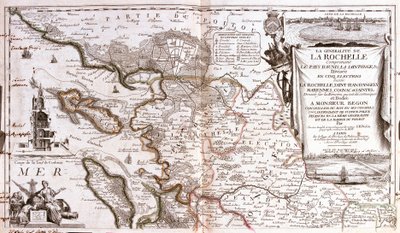 Karta över Poitou Charentes (Frankrike) (Gravering av Jean Baptiste Nolin
