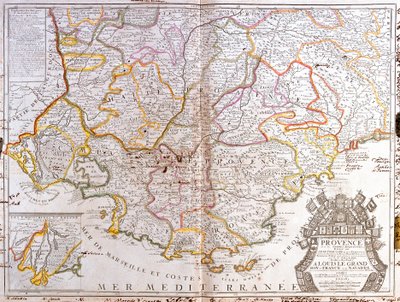 Karta över Provence (Frankrike) (Gravering av Jean Baptiste Nolin
