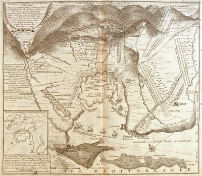 Karta över Toulon (Frankrike) (Gravering av Jean Baptiste Nolin