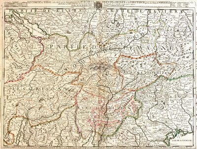 Karta över Tyrolen (Tyskland) (Gravering av Jean Baptiste Nolin