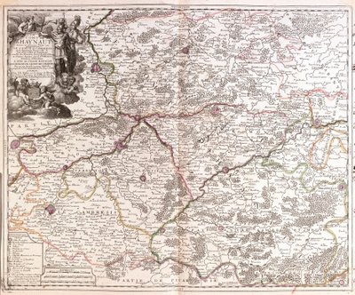 Karta över länet Hainaut (Belgien) (gravyr av Jean Baptiste Nolin