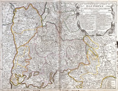 Karta över Dauphine (Frankrike) (Gravering av Jean Baptiste Nolin