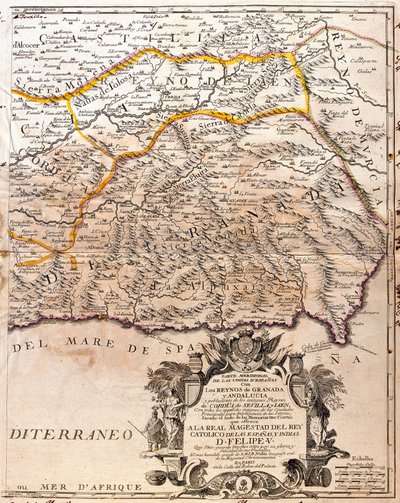 Karta över Granada-provinsen (Spanien) (gravyr av Jean Baptiste Nolin