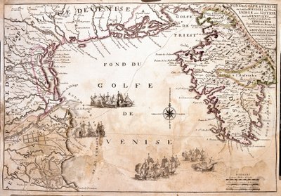 Karta över Venedigbukten, Adriatiska havet (gravyr av Jean Baptiste Nolin