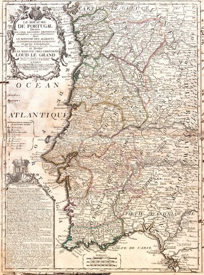 Karta över kungariket Portugal (gravyr av Jean Baptiste Nolin