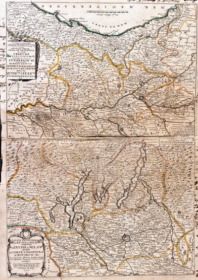 Karta över området Milano (Italien) (gravyr av Jean Baptiste Nolin