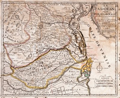 Karta över området Padua och Polesine (Italien) (gravyr av Jean Baptiste Nolin