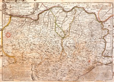 Karta över området Parma (Italien) (Gravering av Jean Baptiste Nolin
