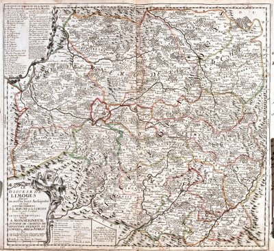Karta över stiftet Limoges (Frankrike) (Gravering av Jean Baptiste Nolin