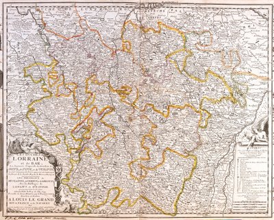 Karta över provinsen Lorraine (Frankrike) (gravyr av Jean Baptiste Nolin