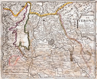 Karta över territoriet Verona (Veneto, Italien) (etsning av Jean Baptiste Nolin
