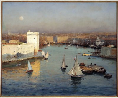 Utsikt över den gamla hamnen i Marseille från Pharo-målningen av Jean Baptiste Olive (1848-1936) Dim. 50x73 cm Obligatoriskt omnämnande: Insamlingsstiftelsen avseende de provence, Marseille av Jean Baptiste Olive