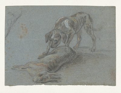 Hund med en skjuten hare av Jean Baptiste Oudry (possibly)