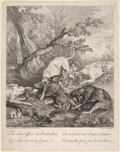 En räv attackerad av hundar av Jean Baptiste Oudry