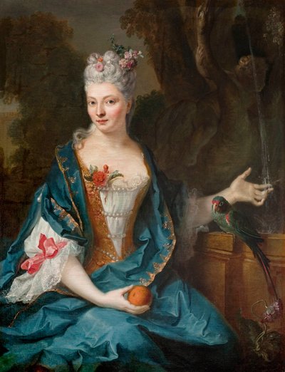 Franska: Dame assise dans un jardin av Jean Baptiste Oudry