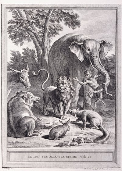 Lejonet som går i krig, ca 1755-1759 av Jean Baptiste Oudry