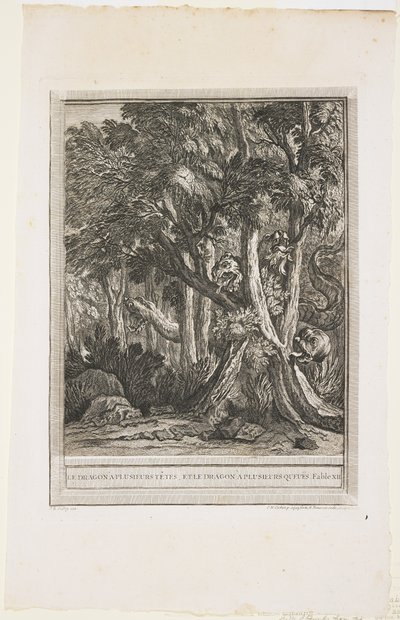 Draken med många huvuden, Fabel XII, ca 1753-1755 av Jean Baptiste Oudry