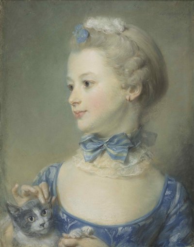 Den lilla flickan med katten Marie-Anne Huquier, 1747. av Jean Baptiste Perronneau