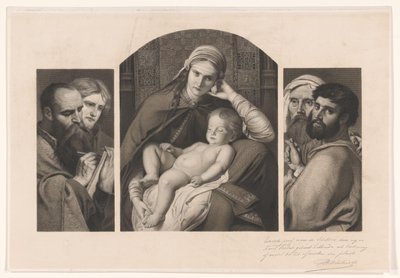Triptyk: Maria med Kristus i knät och två grupper om två apostlar av Jean Baptiste Pierre Michiels (signed by artist)