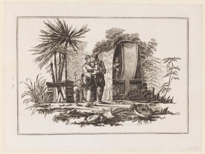 En familj, från "Ny anteckningsbok med sex ark av olika historiska kinesiska ämnen" av Jean Baptiste Pillement
