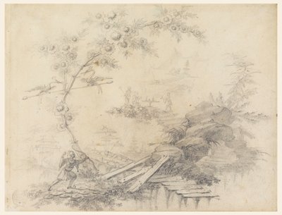 Teckning, Chinoiserie-fantasi, ca 1780 av Jean Baptiste Pillement