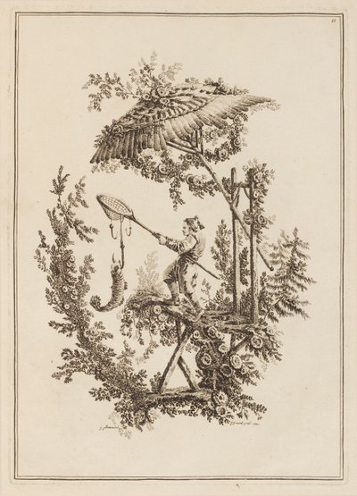 Tavla 11, från "Suite of Twelve Fishermen and Hunters" av Jean Baptiste Pillement