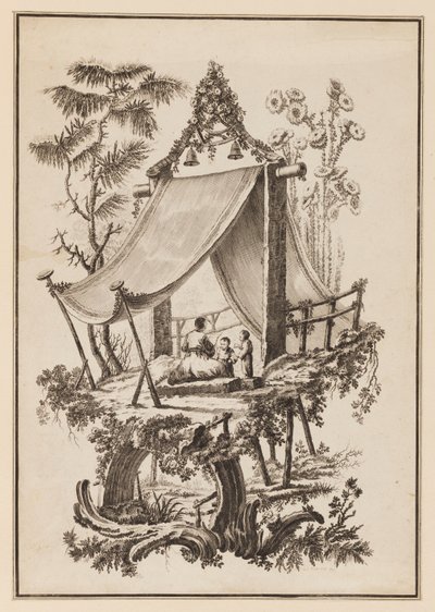 Tre figurer under tältet av Jean Baptiste Pillement