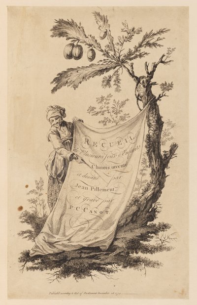 Titelsida, "Samling av flera kinesiska barnspel" av Jean Baptiste Pillement