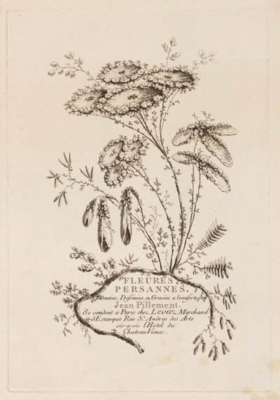 Titelsida, från "Persiska blommor" av Jean Baptiste Pillement