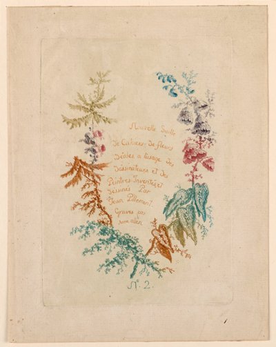 Titelsida för "New Suite of Ideal Flower Notebooks" nr 2 av Jean Baptiste Pillement