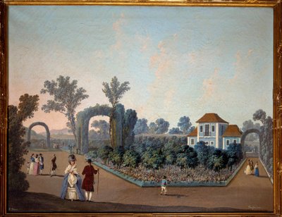 Utsikt över Benficas trädgårdar i Lissabon 1785 Akvarell av Jean Pillement (1728-1808) 1785 Paris, dekorativ konst av Jean Baptiste Pillement