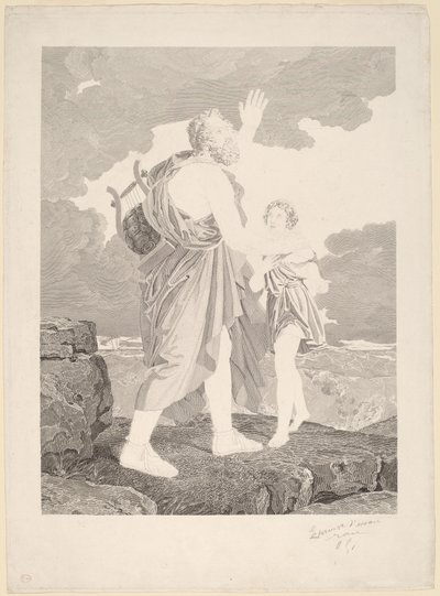 Blind Homer av Jean Baptiste Raphael Urbain Massard, after Baron François Gerard
