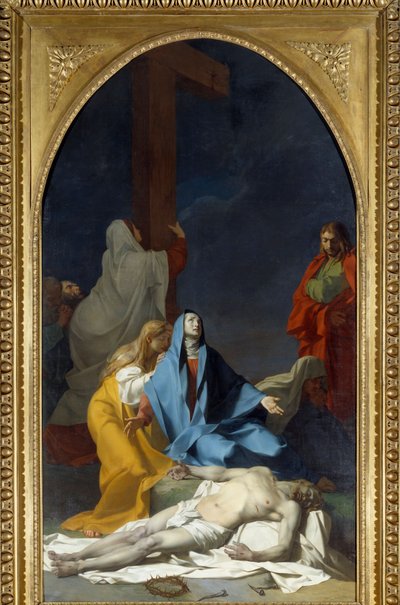 Descent of the Cross Målning av Jean Baptiste Regnault (1754-1829) 1789 Sön. 4,25x2,33 m av Jean Baptiste Regnault