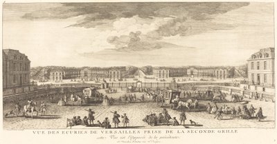 Vy över stallen i Versailles tagen från den andra porten av Jean Baptiste Rigaud