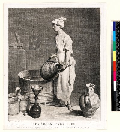 Le Garçon Cabaretier (Källarpojken) graverad av Charles Nicolas Cochin I (1688-1754) 1750 (etsning och gravyr) av Jean Baptiste Simeon (after) Chardin