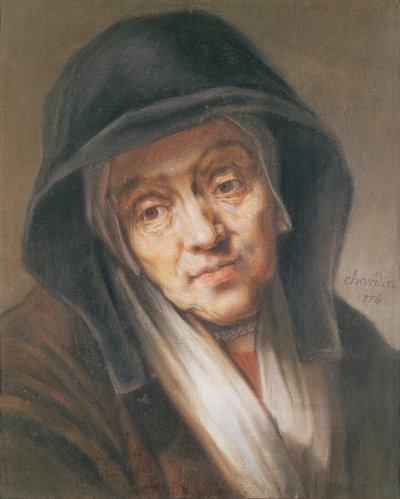 Kopia av ett porträtt av Rembrandt av hans mor, 1776 (pastell på papper) av Jean Baptiste Simeon Chardin