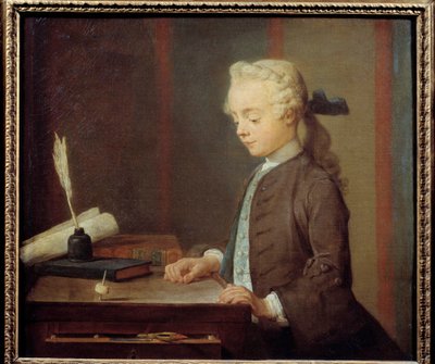 Toton-barnet. Auguste Gabriel Godefroy (1728-1813) Ett barn som spelar toton, har typ fyra ansikten som roteras som en topp. Målning av Jean Baptiste Simeon Chardin (1699-1779) 1738. Dim. 0,67x0,76 m. av Jean-Baptiste Simeon Chardin