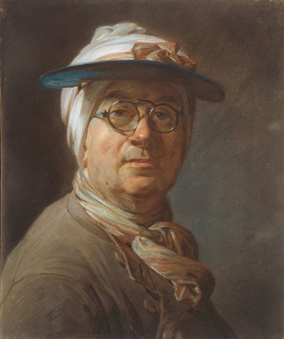 Självporträtt med visir av Jean-Baptiste Simeon Chardin