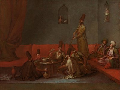 Dervischer som delar en måltid Dervischer vid måltiden Dervischer vid bordet av Jean Baptiste Vanmour