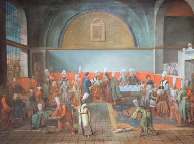 Middag på palatset för att hedra en ambassadör av Jean Baptiste Vanmour