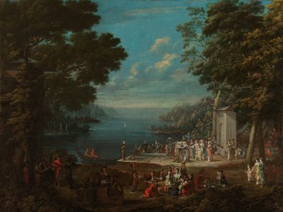 Damutflykt på Hünkar İskelesi längs Bosporen Damesfeest i Sultans Pier aan de Bosporus av Jean Baptiste Vanmour