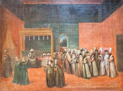 Sultan Ahmed III tar emot en europeisk ambassadör, ca 1725 (olja på duk) av Jean Baptiste Vanmour