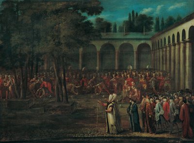 Ambassadorialdelegationen som passerar genom Topkapı -palatsets andra innergård av Jean Baptiste Vanmour