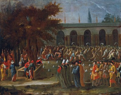 Den holländska ambassadören med hans följe tas emot av Sultan Ahmed III i Topkapipalatset i Istanbul av Jean Baptiste Vanmour