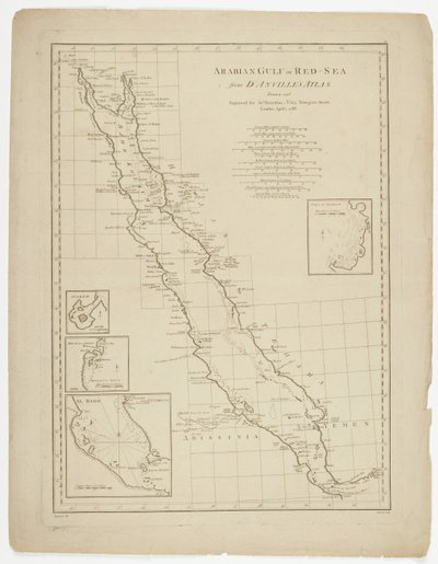 Persiska viken eller Röda havet, graverad av Thomas Bowen, 1788 av Jean-Baptiste after dAnville